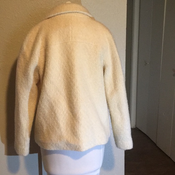 Land’s End Cream Wool Blend Coat - Picture 3 of 5